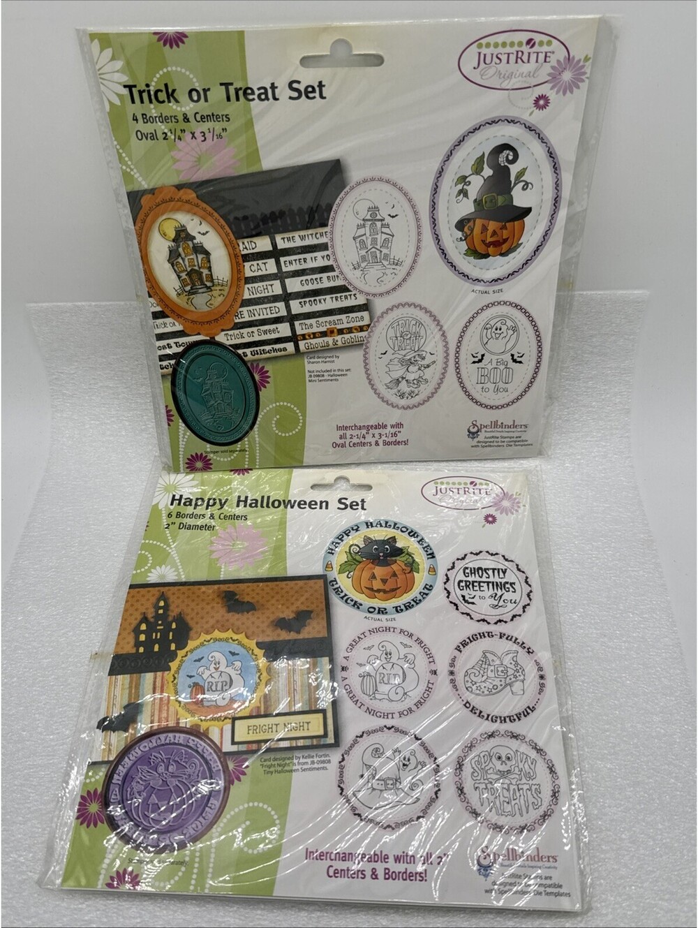 Lot Of 2 Just Rite Rubber Stamper Sets Halloween Trick Or Treat Sentiments
